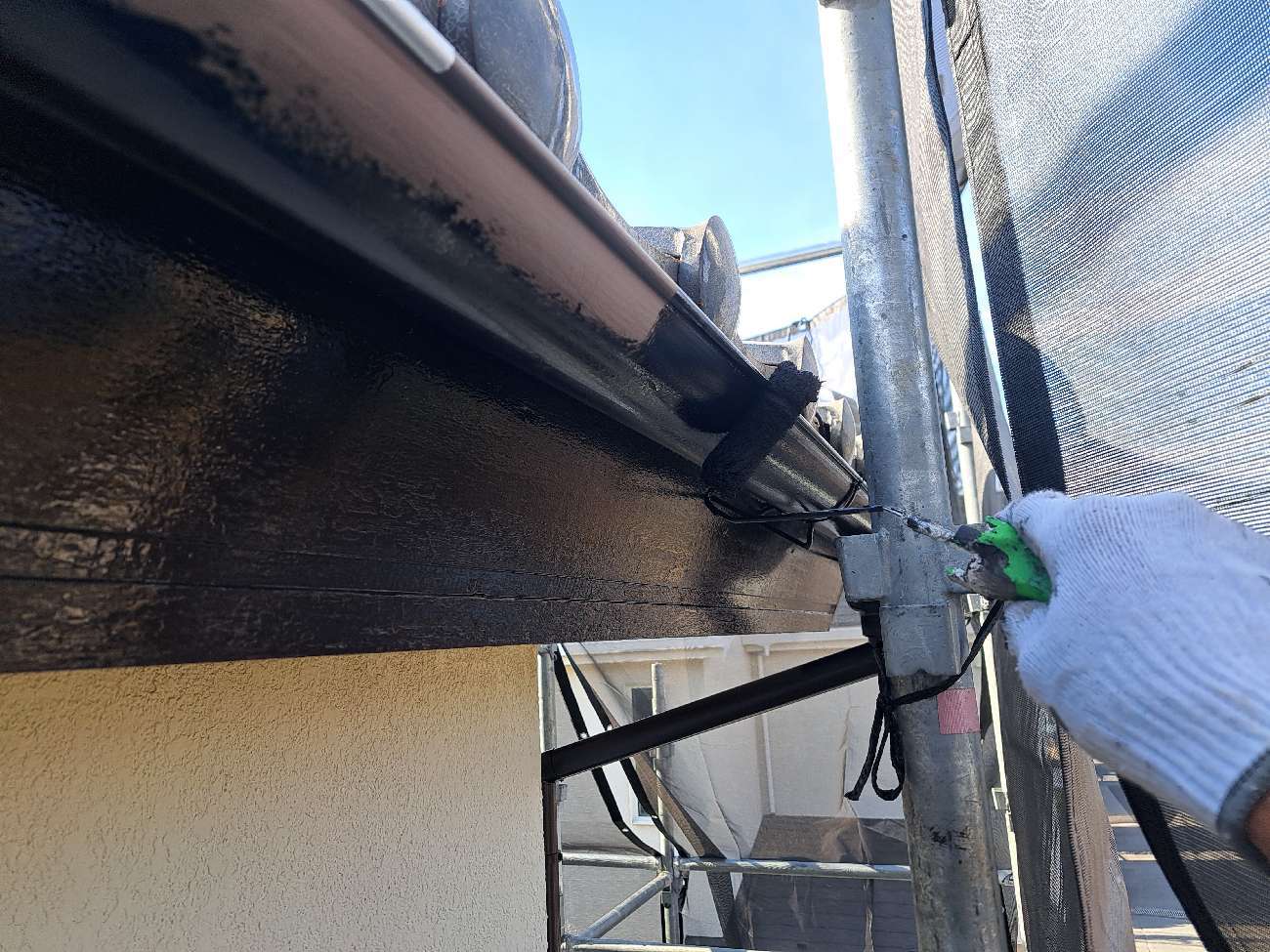 柏市シャイン　柏市外壁塗装　モルタル外壁　セラコートアクア　シーリング　コーキング 大工工事　Uカット