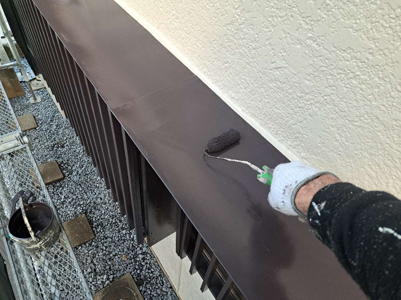 柏市シャイン　柏市外壁塗装　モルタル外壁　セラコートアクア　シーリング　コーキング 大工工事　Uカット