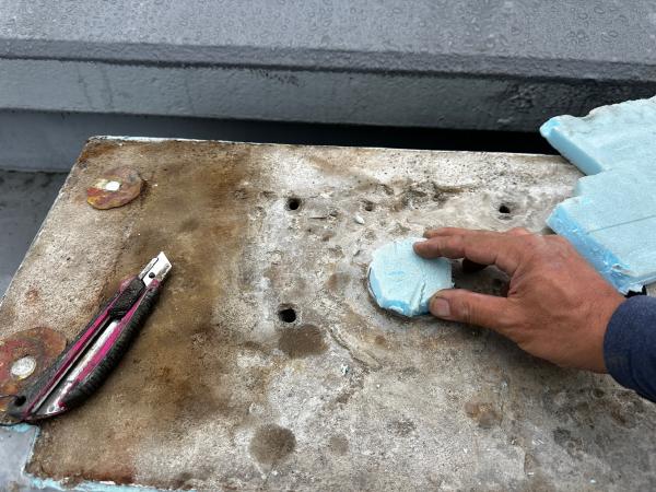 白井市　サニーカラー　大規模修繕工事　屋上防水　外壁塗装　設備機器撤去　モルタルにて均しウレタン塗膜防水