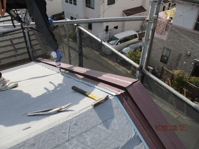 千葉県流山市　外壁塗装屋根カバースーパーガルテクト役物撤去ケラバ
