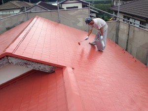 屋根塗装（上塗り2回目）