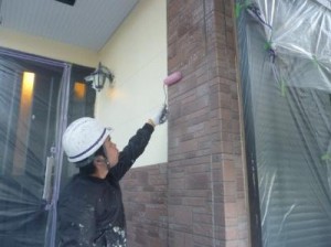 江戸川区M様邸 タイル調外壁部分のクリアー塗装