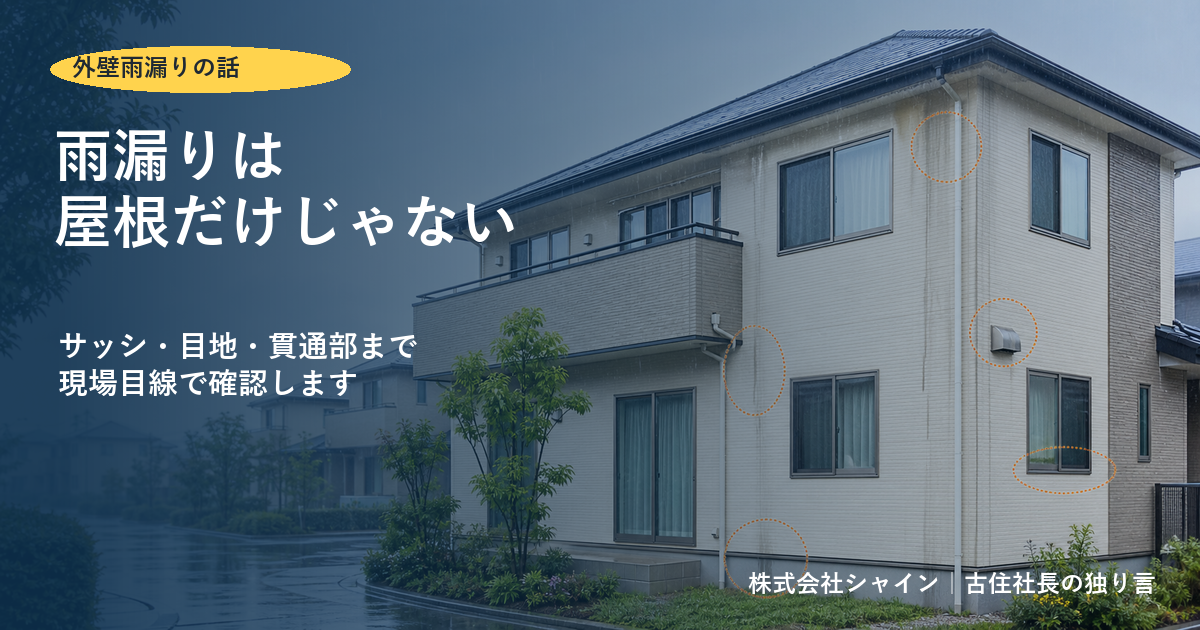 外壁からの雨漏りはなぜ起きる？屋根だけではない原因を現場目線で話します