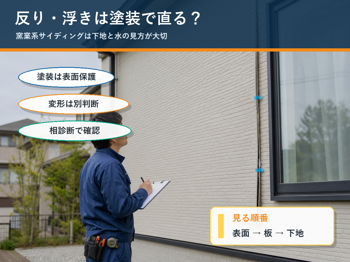 窯業系サイディングの反りや浮きは塗装で直る？張り替え・補修を考える劣化サイン