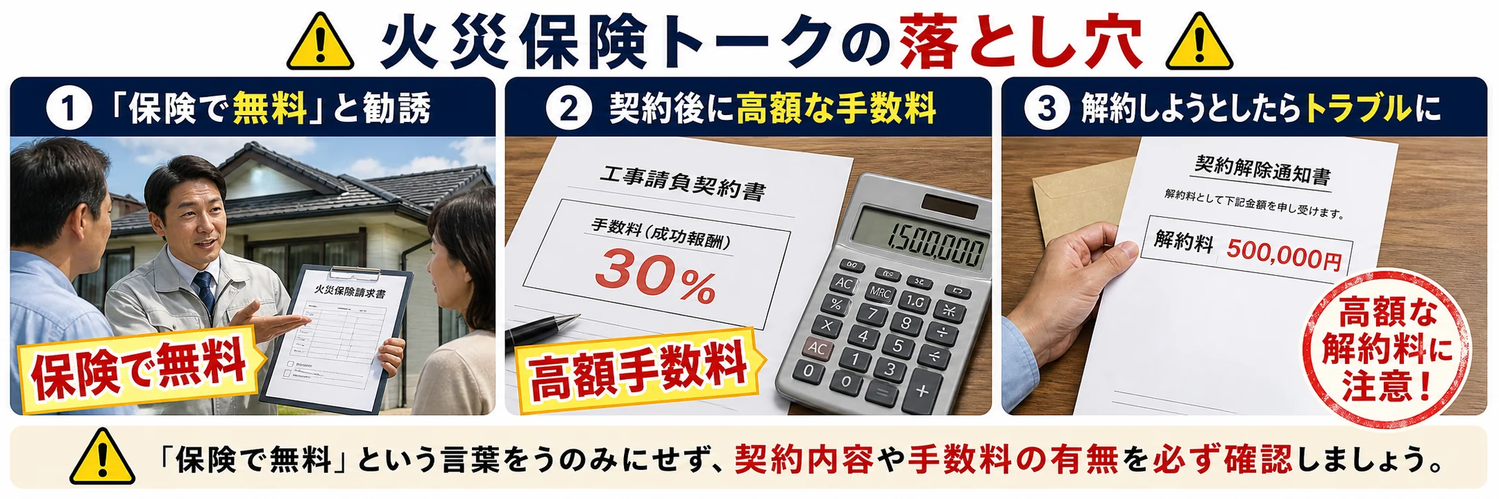 印西市の屋根工事で保険で無料や高額手数料や解約料トラブルに注意する図解