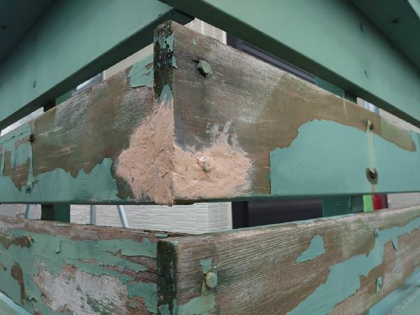 柏市外壁屋根塗装工事のシャイン施工事例付帯塗装ベランダ木部ファインパーフェクトトップ