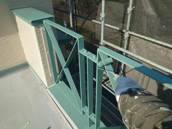柏市外壁屋根塗装工事のシャイン施工事例付帯塗装鉄部手すり