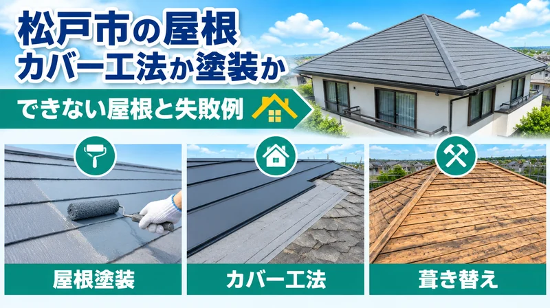 松戸市の屋根はカバー工法か塗装か｜屋根塗装・カバー工法・葺き替えの違い