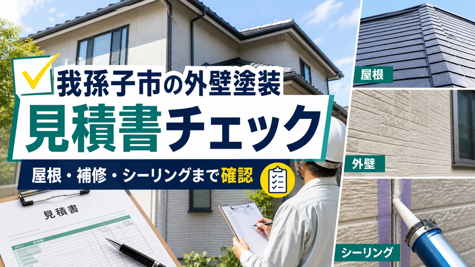 我孫子市で外壁塗装の見積書を見るときに屋根補修シーリングまで確認するトップ画像