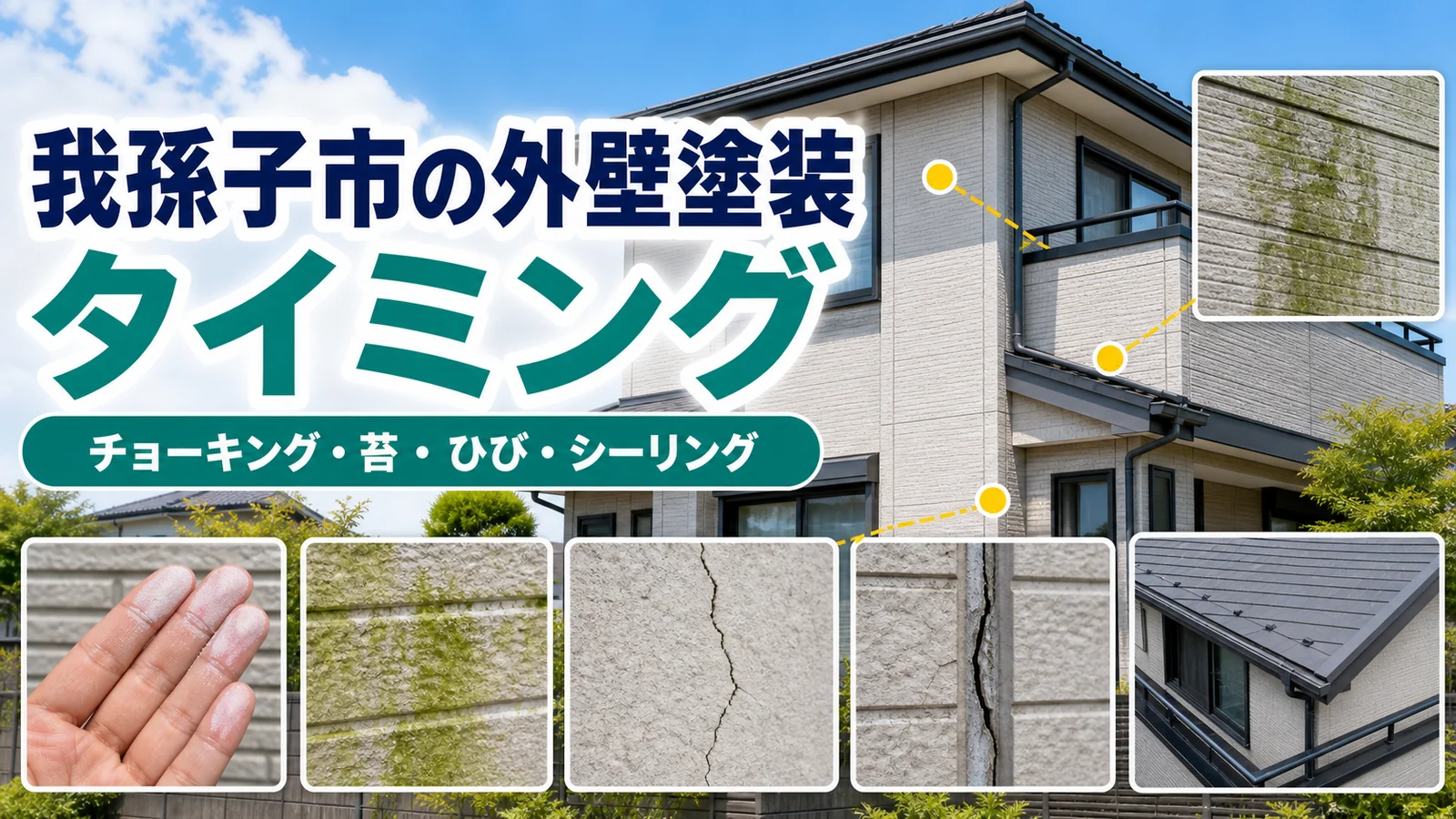 我孫子市で外壁塗装のタイミングをチョーキングやひびで見る記事サムネイル