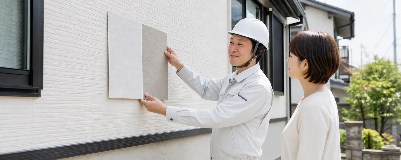 外壁塗装の色や仕上がりを事前に確認してから進める流れの図解