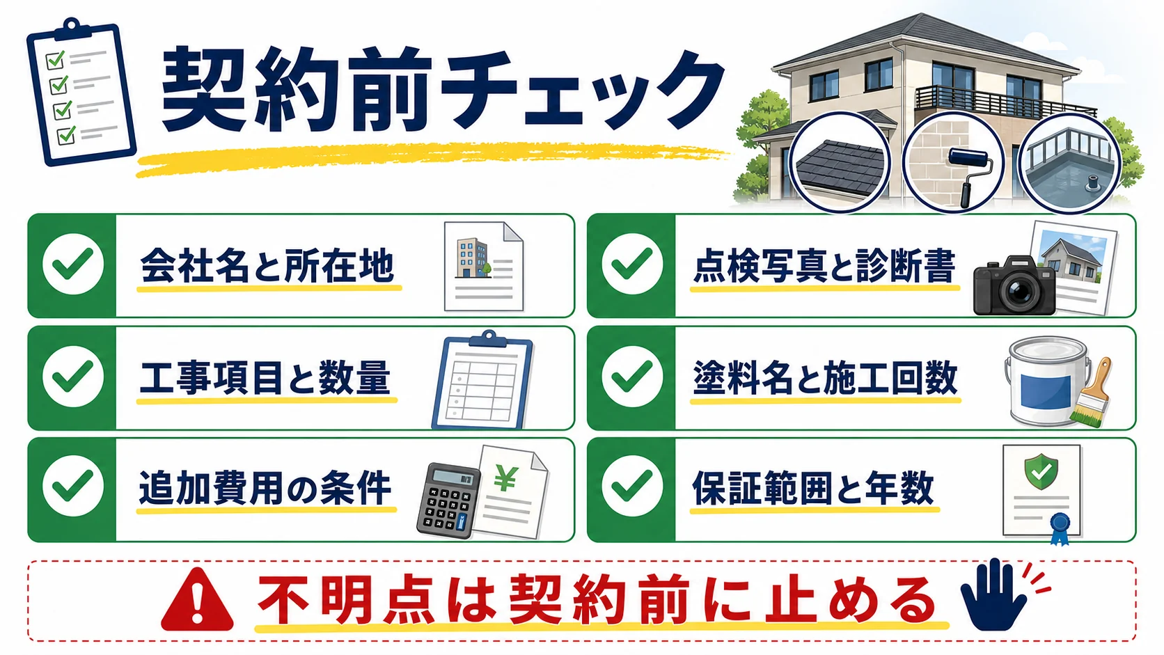 外壁塗装と屋根工事の契約前チェック図解