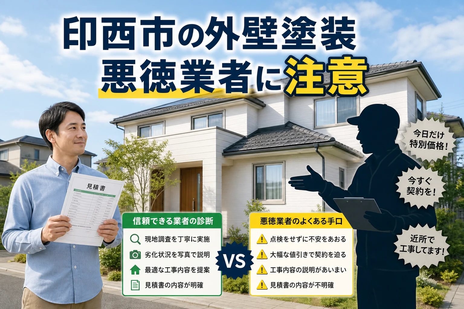 印西市で外壁塗装の悪徳業者に騙されないために