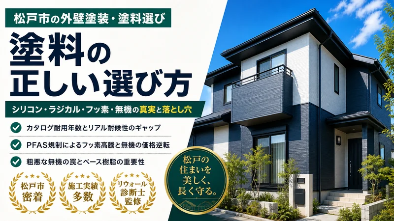 松戸市で外壁塗装の塗料はどう選ぶ?シリコン・ラジカル・無機の真実と耐用年数の落とし穴