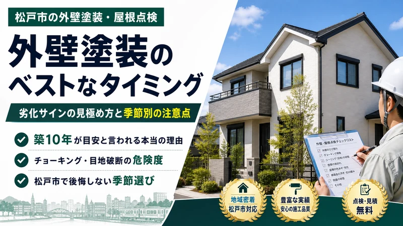 松戸市で外壁塗装を行うベストなタイミングと劣化サインの見分け方アイキャッチ
