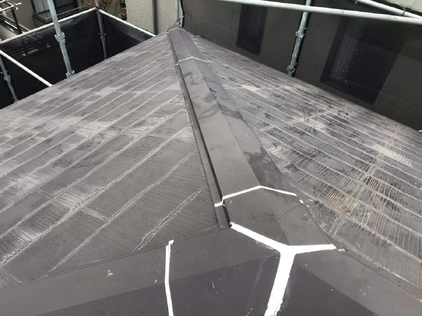 柏市外壁屋根塗装工事のシャイン板金補修塗装