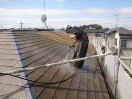 千葉県我孫子市の屋根塗装工程の高圧洗浄