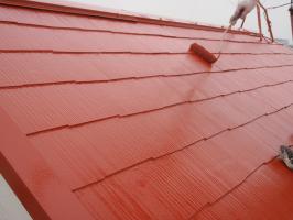 茨城県取手市T様邸の外壁塗装と屋根塗装工程：上塗り２回目(サーモアイSi)