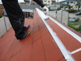 千葉県柏市の屋根塗装工程の板金部下塗り