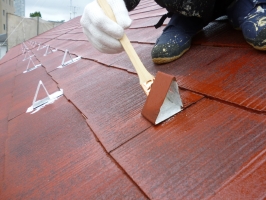 千葉県柏市の屋根塗装工程の板金部下塗り