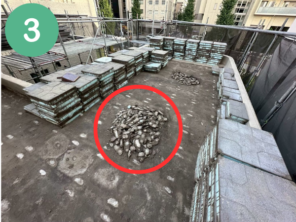 柏市　外壁屋根塗装工事のシャイン　大成パルコン　陸屋根　屋上　　防水工事　通気緩衝工法　断熱ブロック