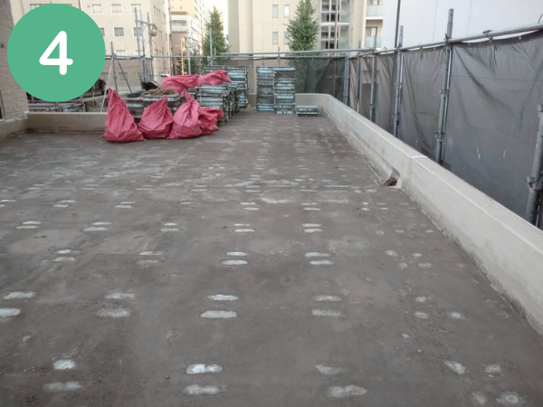 柏市　外壁屋根塗装工事のシャイン　大成パルコン　陸屋根　屋上　　防水工事　通気緩衝工法　断熱ブロック