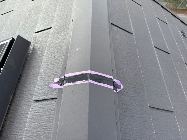 柏市外壁屋根塗装　シャイン　外壁塗装　リファイン　アステックペイント　定期点検　訪問業者　飛び込み業者　シーリング　コーキング　棟板金　屋根塗装　鳥によるシーリング不具合　ソーラーパネル