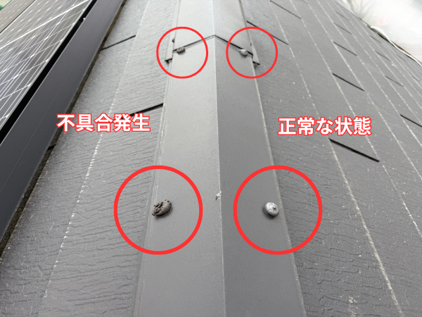 柏市外壁屋根塗装　シャイン　外壁塗装　リファイン　アステックペイント　定期点検　訪問業者　飛び込み業者　シーリング　コーキング　棟板金　屋根塗装　鳥によるシーリング不具合　ソーラーパネル