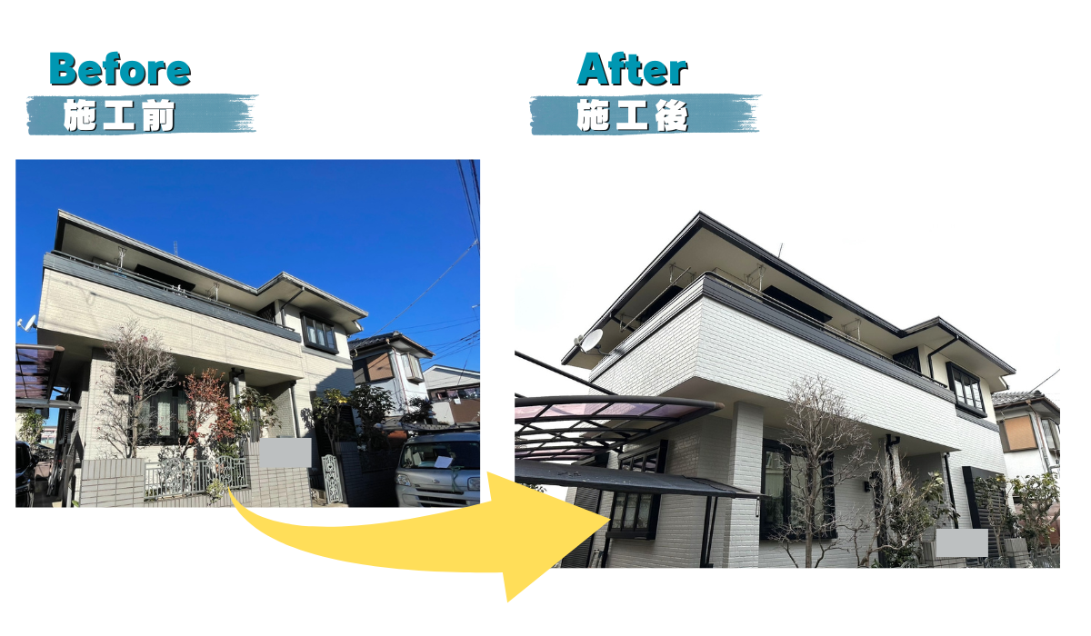 流山市 窯業系サイディング壁 外壁塗装 屋根平板瓦のメンテナンスパーフェクトトップ塗装　平板瓦の屋根　シーリング補修　凍害