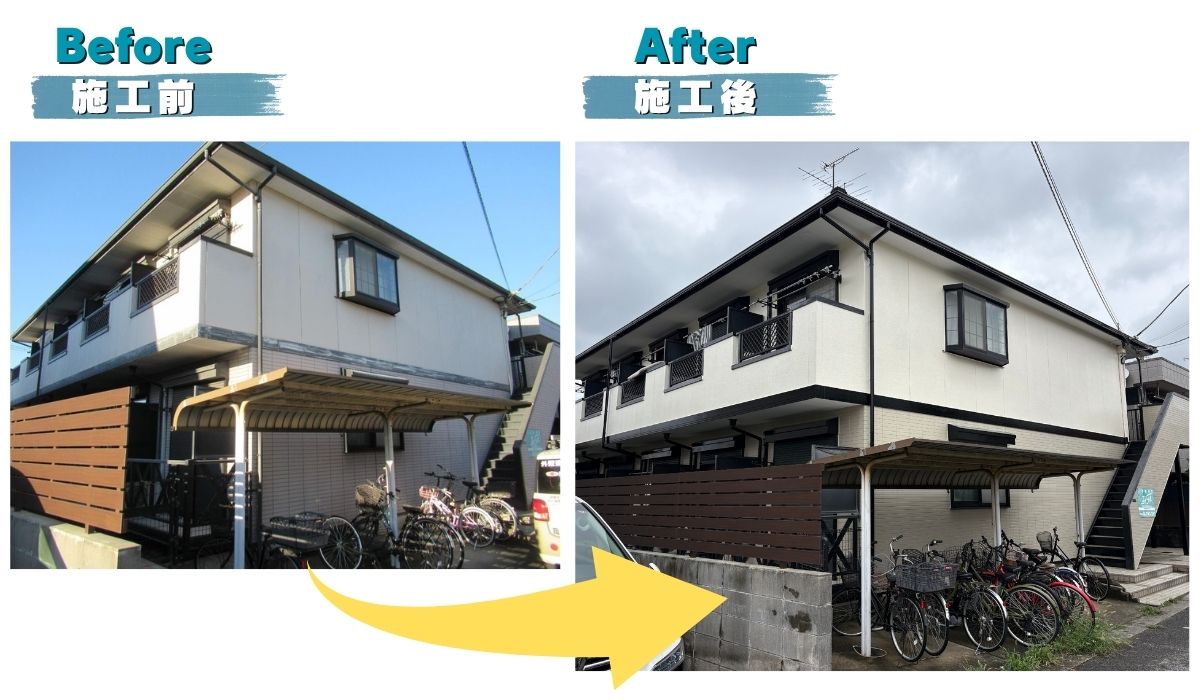 柏市 外壁屋根塗装工事のシャイン　アパートの外壁塗装と屋根カバー工事