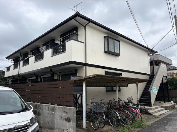 柏市 外壁屋根塗装工事のシャイン アパートの外壁塗装と屋根カバー工事