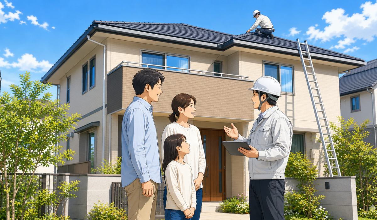 柏市　外壁屋根塗装工事のシャイン　遮熱塗装現地調査の説明イメージ